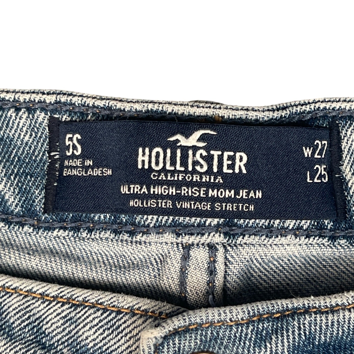 Hollister Womens Ultra High-Rise Mom Jeans Size 5S Light Wash Denim Casual Style - Voodoo Jewelers
