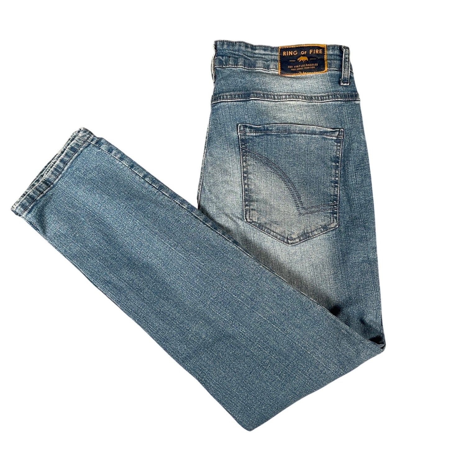 Jeans Size 34x30 Ring Of Fire Men's Slim Fit Distressed Blue Denim - Voodoo Jewelers