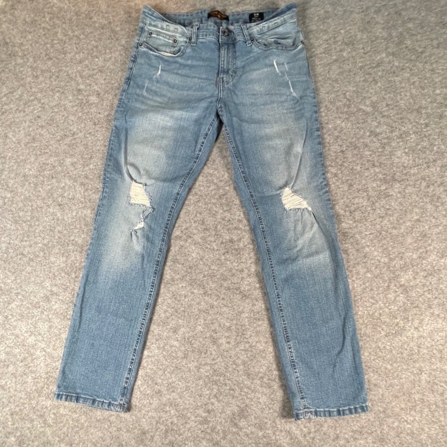 Jeans Size 34x30 Ring Of Fire Men's Slim Fit Distressed Blue Denim - Voodoo Jewelers