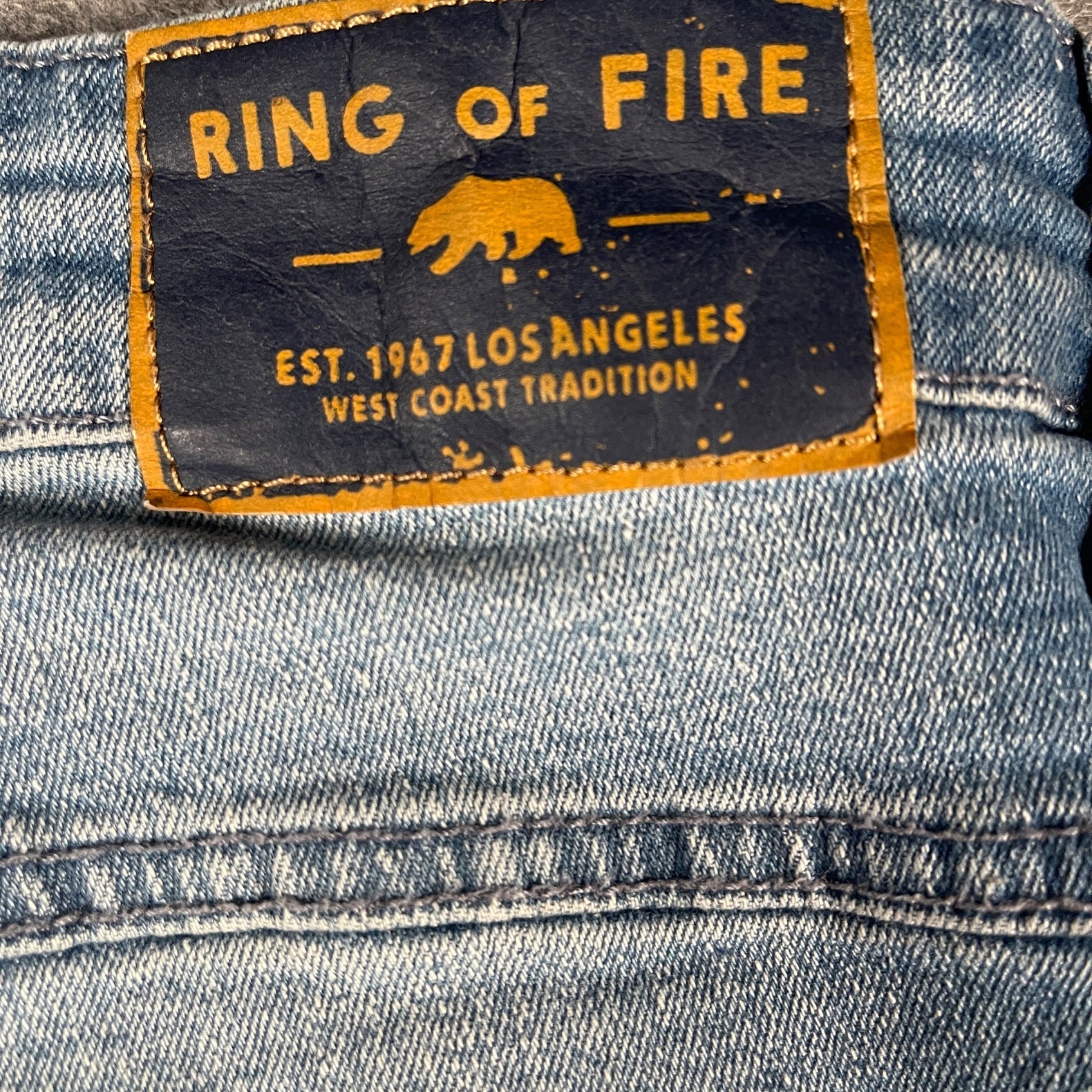 Jeans Size 34x30 Ring Of Fire Men's Slim Fit Distressed Blue Denim - Voodoo Jewelers