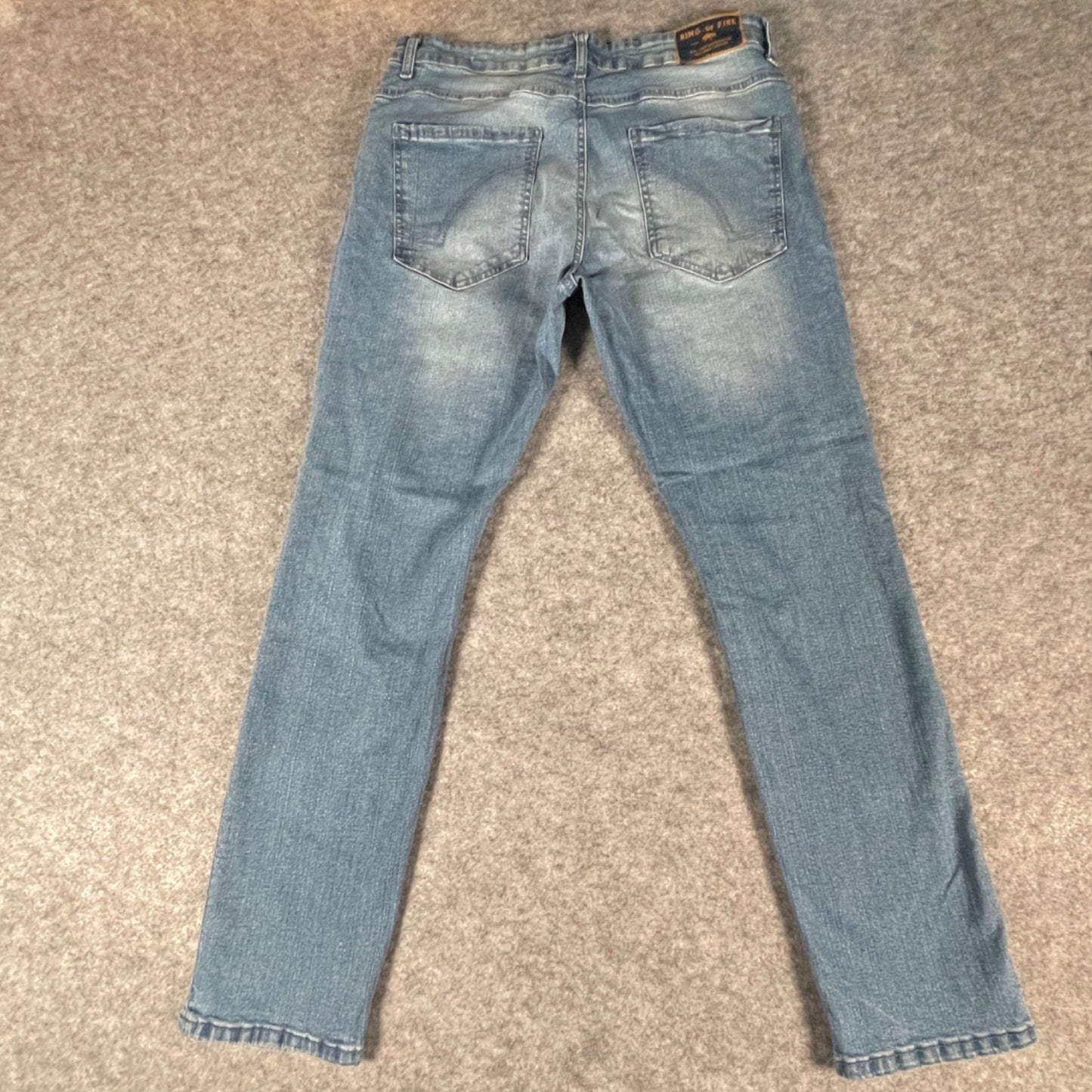 Jeans Size 34x30 Ring Of Fire Men's Slim Fit Distressed Blue Denim - Voodoo Jewelers