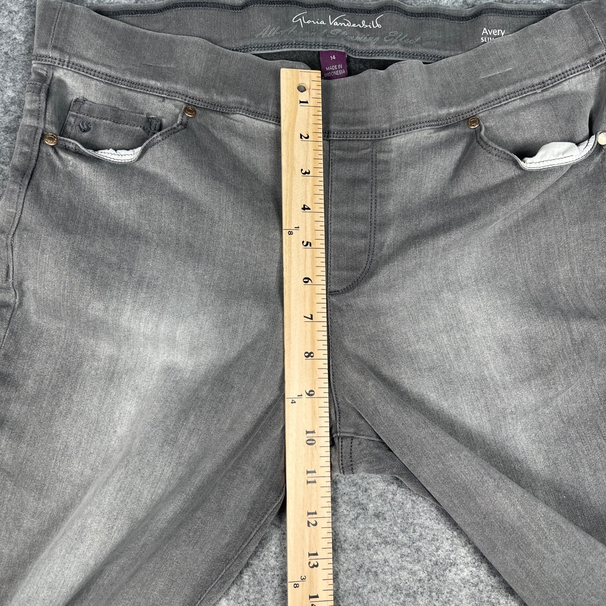Gloria Vanderbilt Womens Gray Slimming Jeans Size 14 Cotton Blend Stylish - Voodoo Jewelers