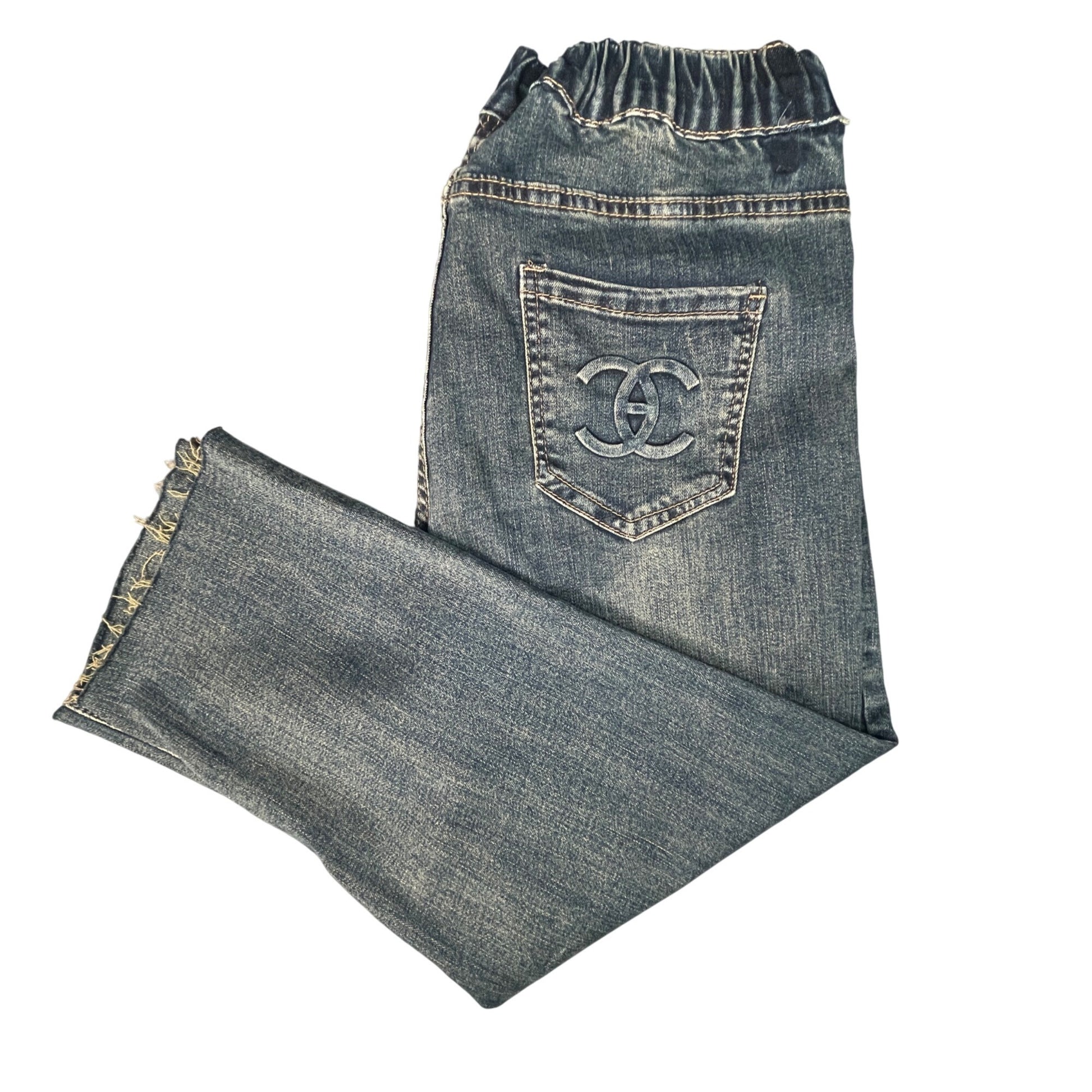 Chic Denim Jeans Women's Size 11 Elastic Waistband Distressed Style Blue Casual - Voodoo Jewelers