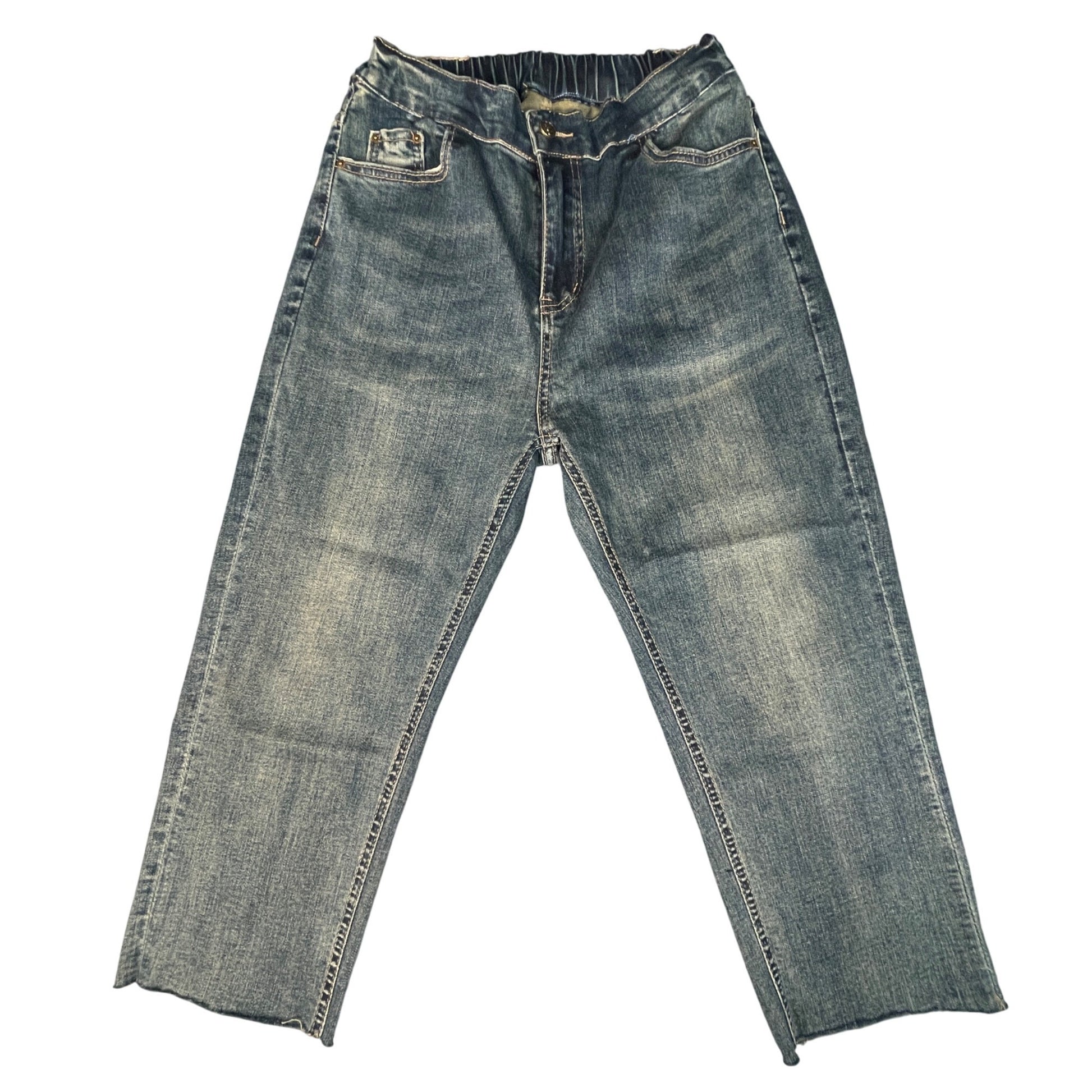 Chic Denim Jeans Women's Size 11 Elastic Waistband Distressed Style Blue Casual - Voodoo Jewelers