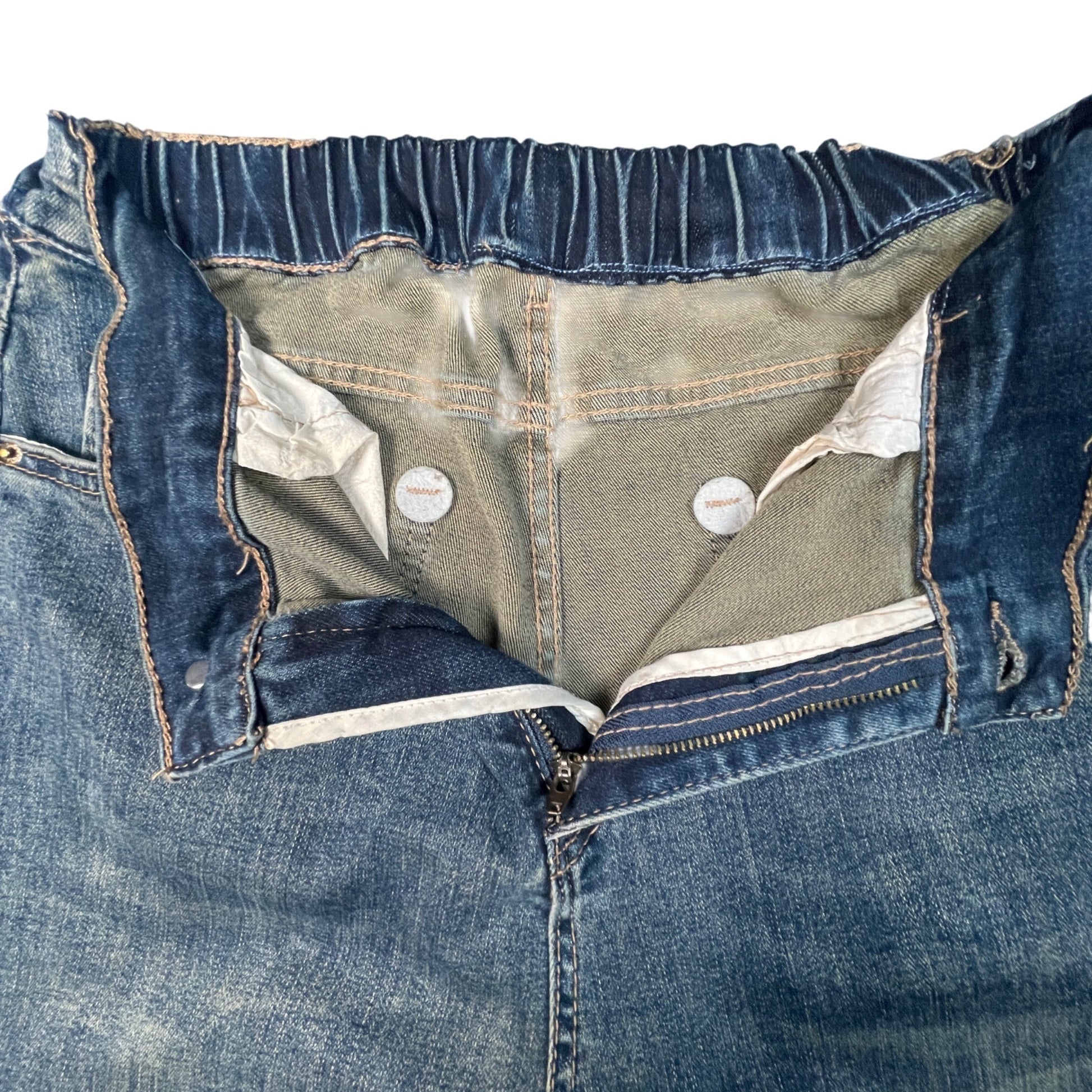 Chic Denim Jeans Women's Size 11 Elastic Waistband Distressed Style Blue Casual - Voodoo Jewelers