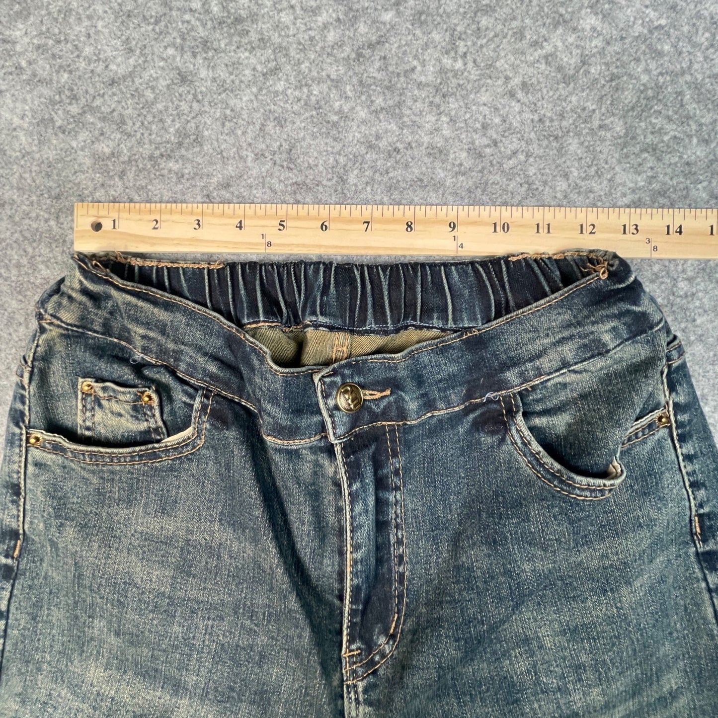Chic Denim Jeans Women's Size 11 Elastic Waistband Distressed Style Blue Casual - Voodoo Jewelers
