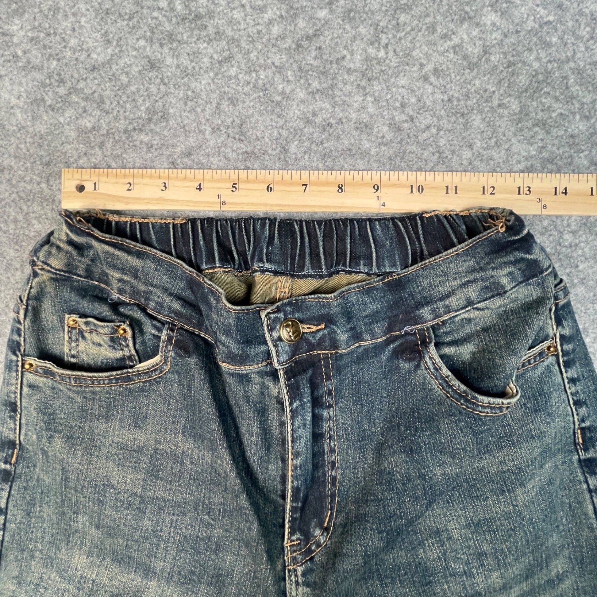 Chic Denim Jeans Women's Size 11 Elastic Waistband Distressed Style Blue Casual - Voodoo Jewelers