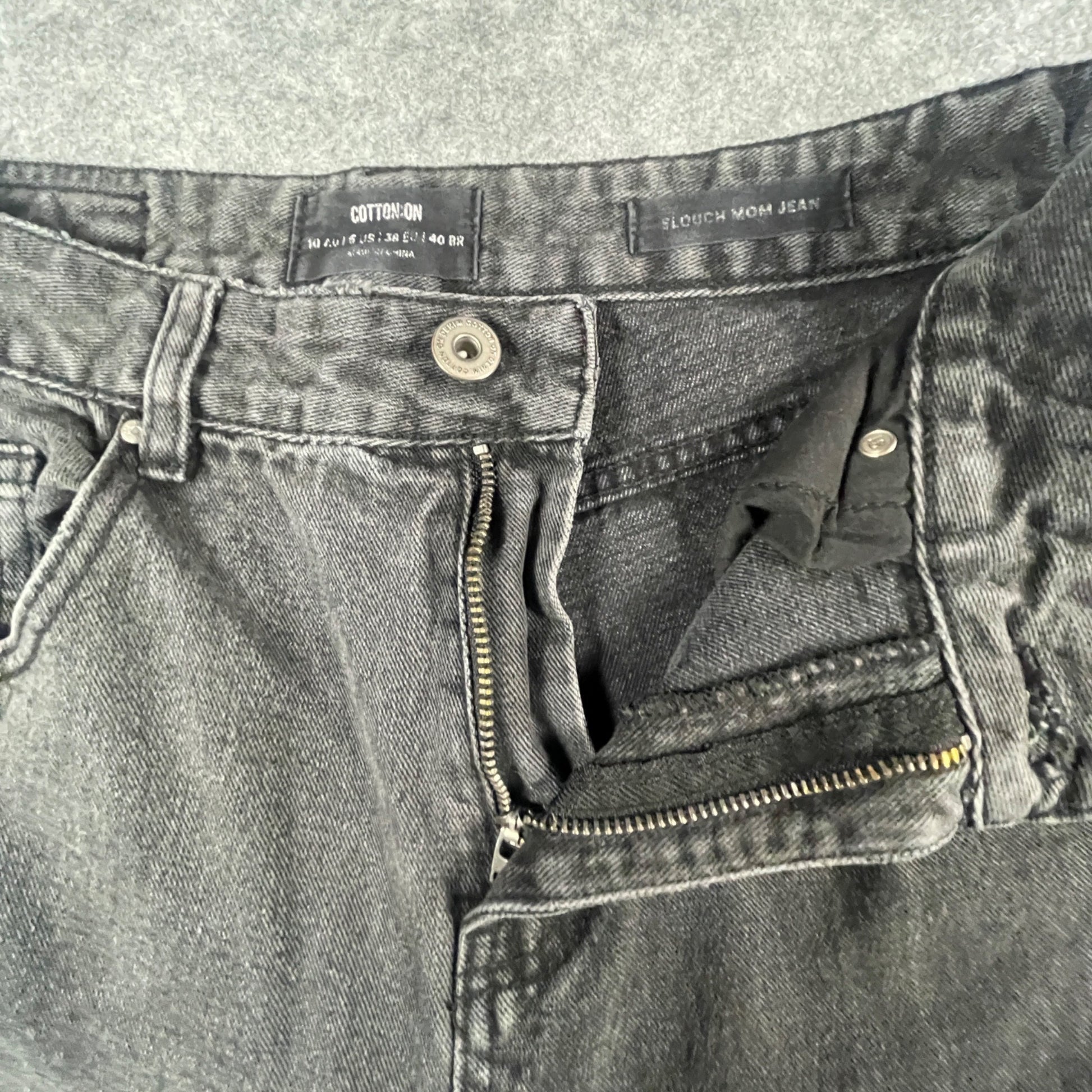 Jeans Size 10 Slouch Mom Charcoal Relaxed Fit Denim Casual Wear Cotton On Women's - Voodoo Jewelers