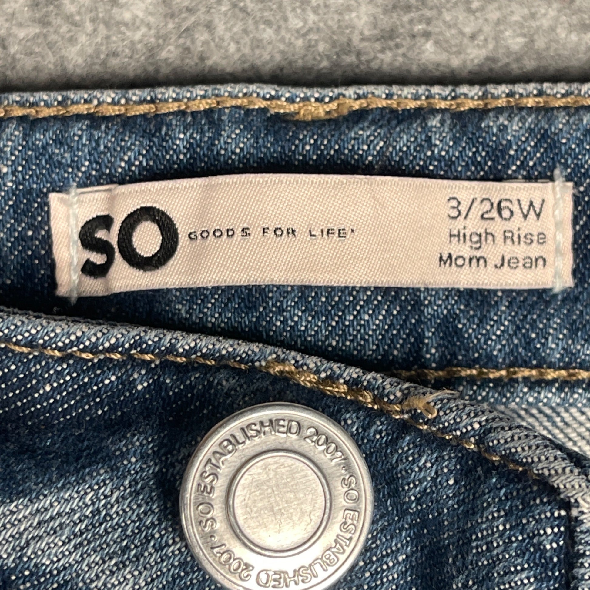 SO Goods for Life Womens Size 3/26W High Rise Mom Jeans Classic Light Wash Style Denim - Voodoo Jewelers