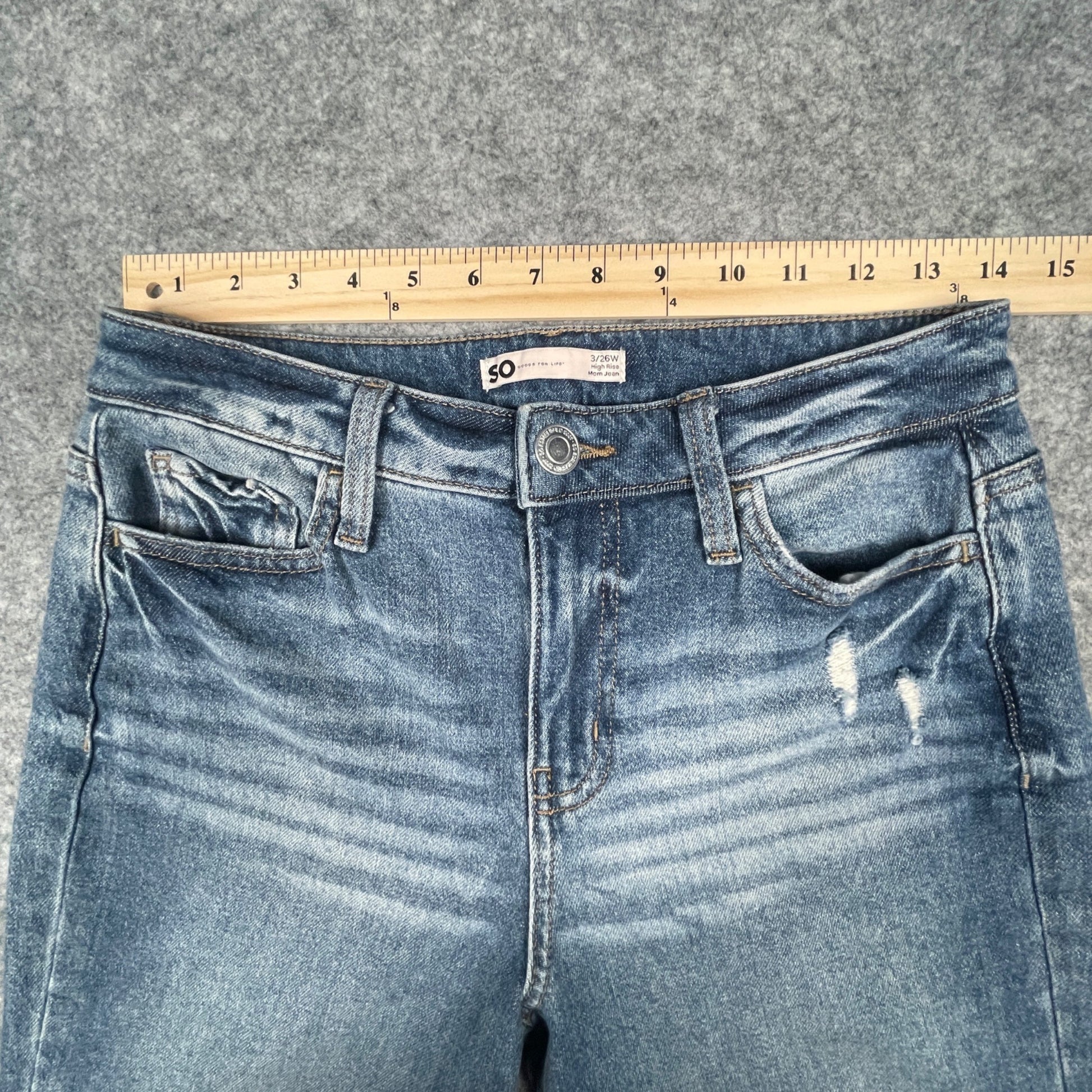 SO Goods for Life Womens Size 3/26W High Rise Mom Jeans Classic Light Wash Style Denim - Voodoo Jewelers