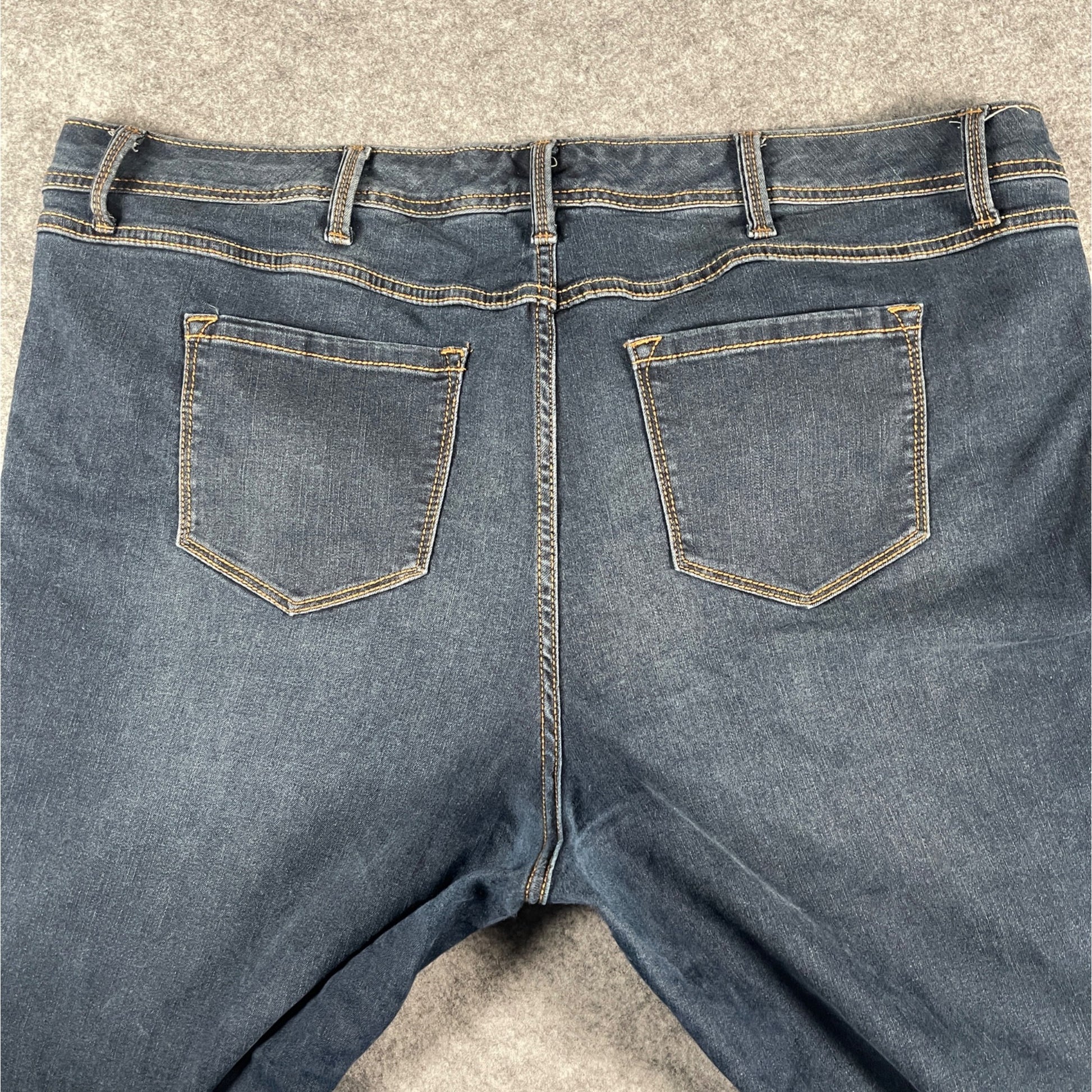Women's Blue Jeans Size 24R 44x32 Wide Leg Flare Denim Blue Comfortable Fit - Voodoo Jewelers