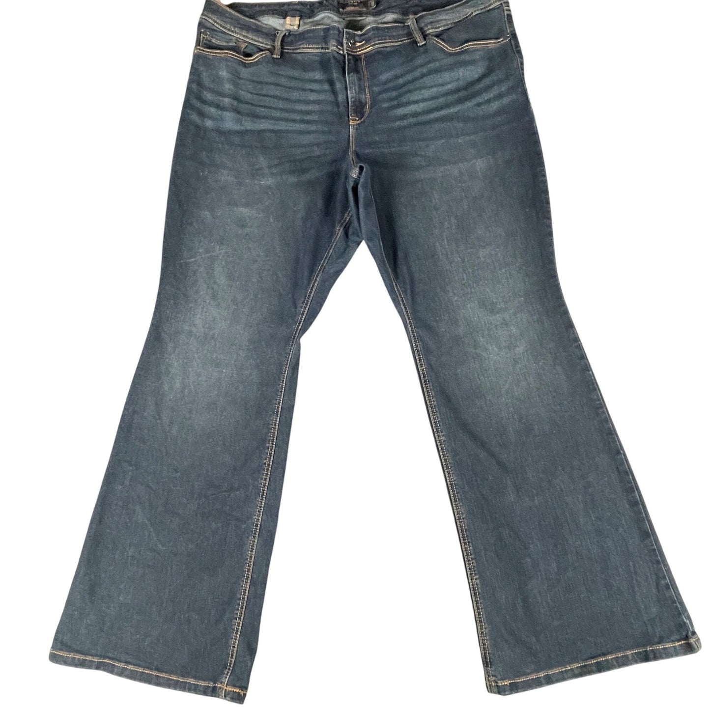 Women's Blue Jeans Size 24R 44x32 Wide Leg Flare Denim Blue Comfortable Fit - Voodoo Jewelers