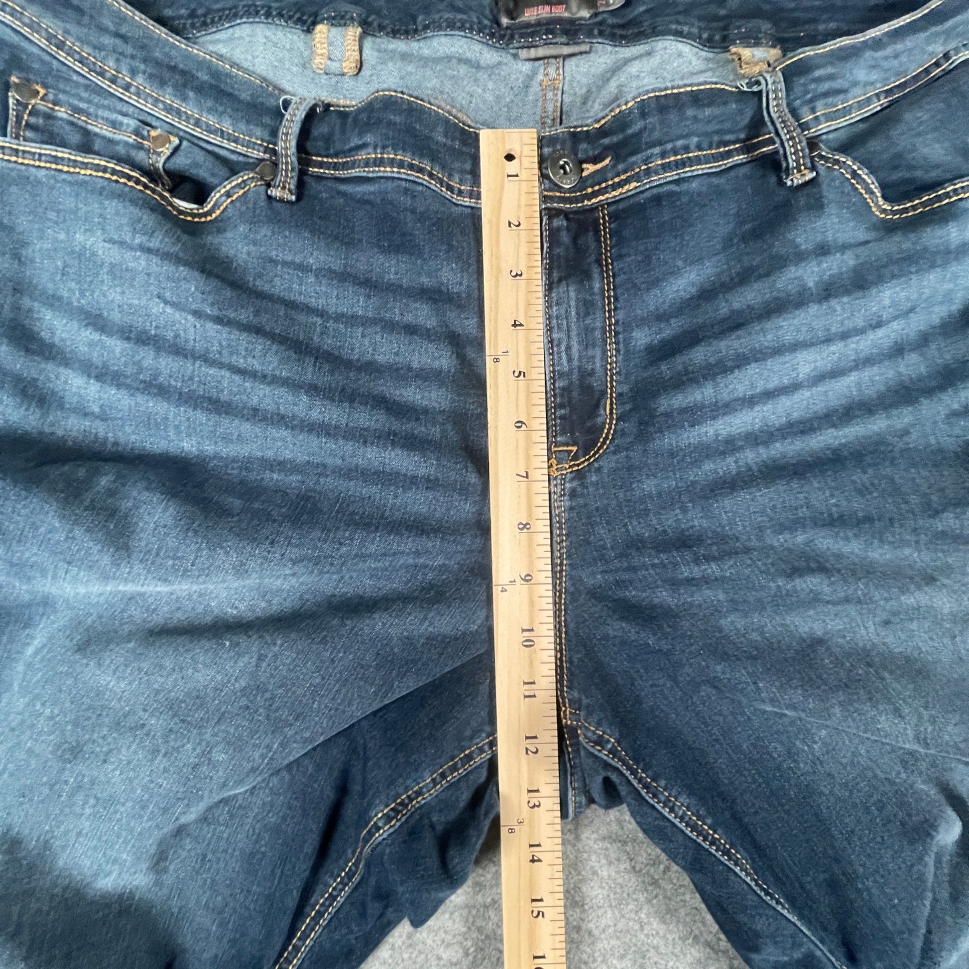 Women's Blue Jeans Size 24R 44x32 Wide Leg Flare Denim Blue Comfortable Fit - Voodoo Jewelers