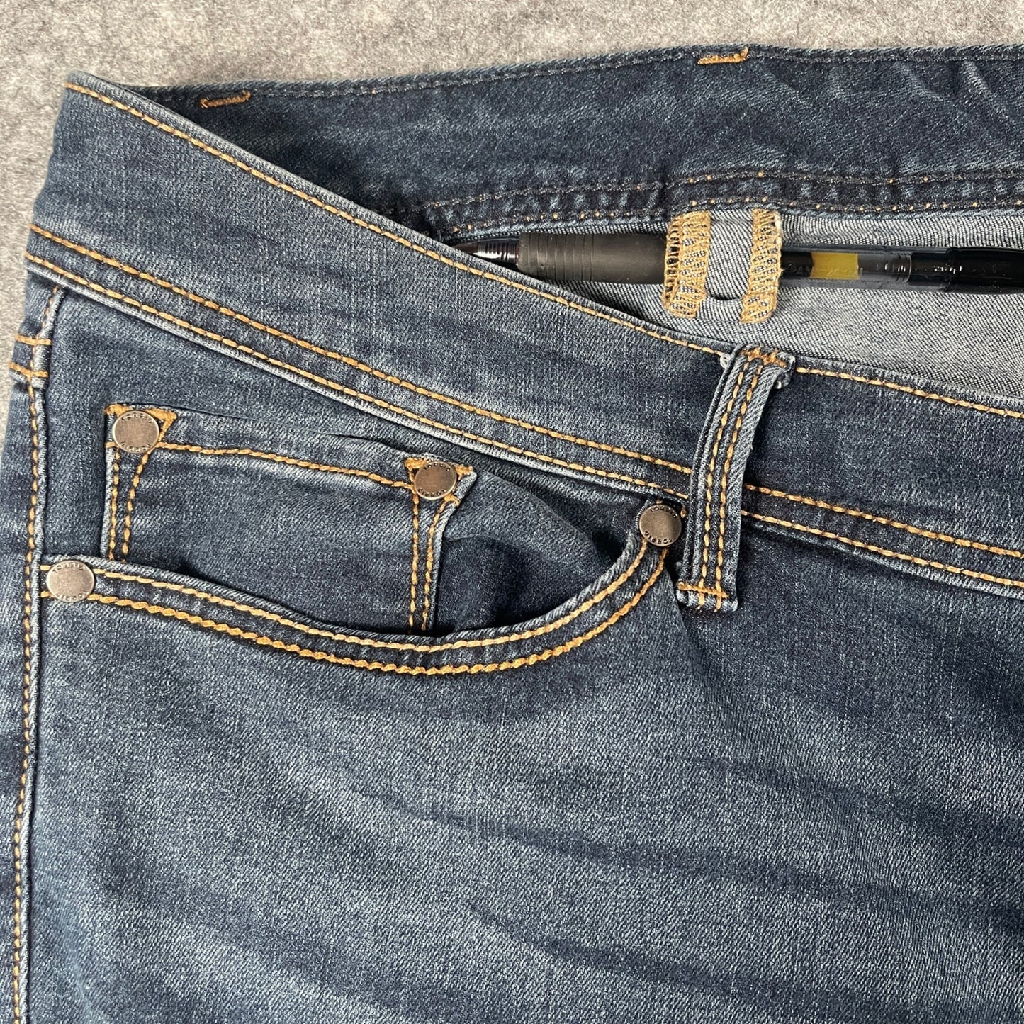 Women's Blue Jeans Size 24R 44x32 Wide Leg Flare Denim Blue Comfortable Fit - Voodoo Jewelers