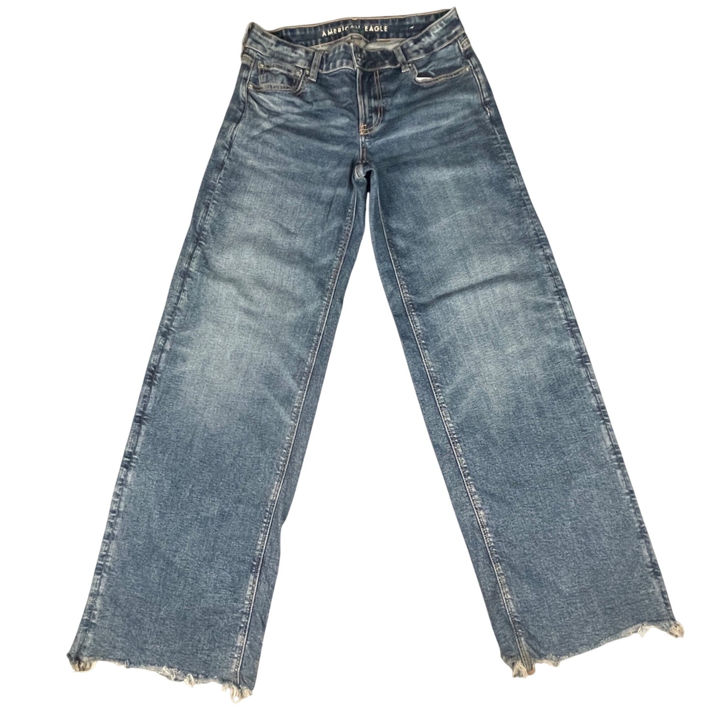 Size 4 Jeans American Eagle Womens Long Baggy Wide Leg Skatter Denim Stretch - Voodoo Jewelers