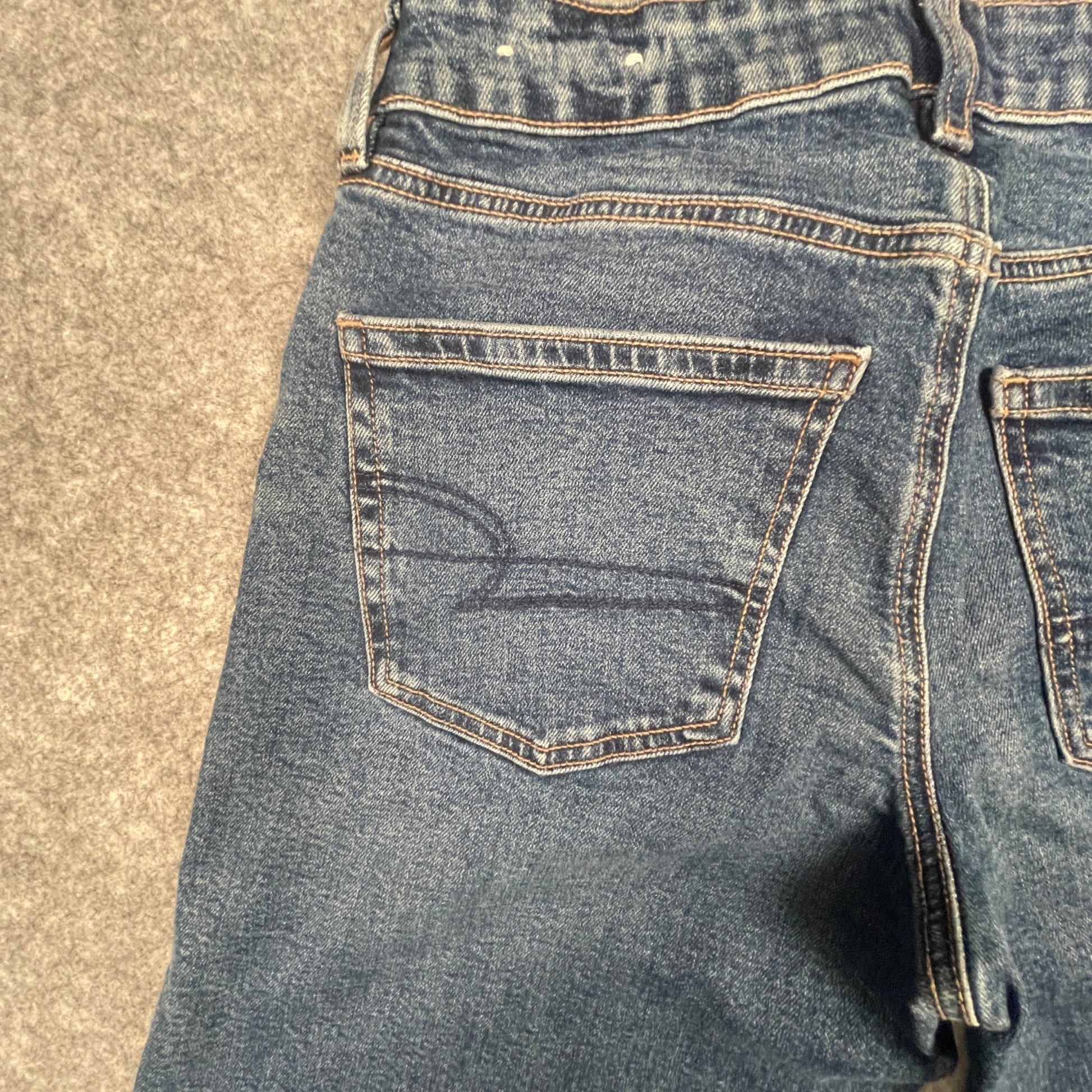 Size 4 Jeans American Eagle Womens Long Baggy Wide Leg Skatter Denim Stretch - Voodoo Jewelers