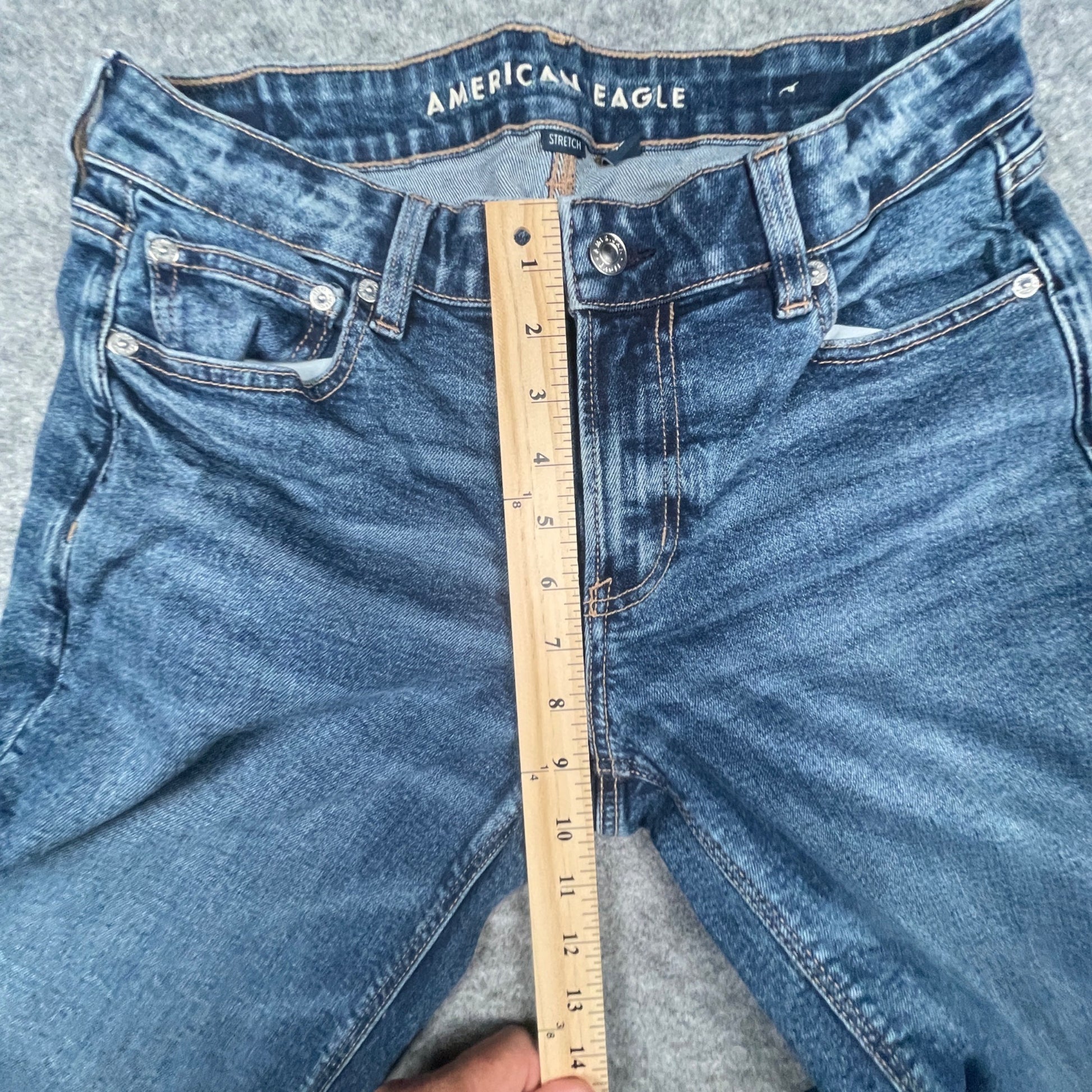 Size 4 Jeans American Eagle Womens Long Baggy Wide Leg Skatter Denim Stretch - Voodoo Jewelers