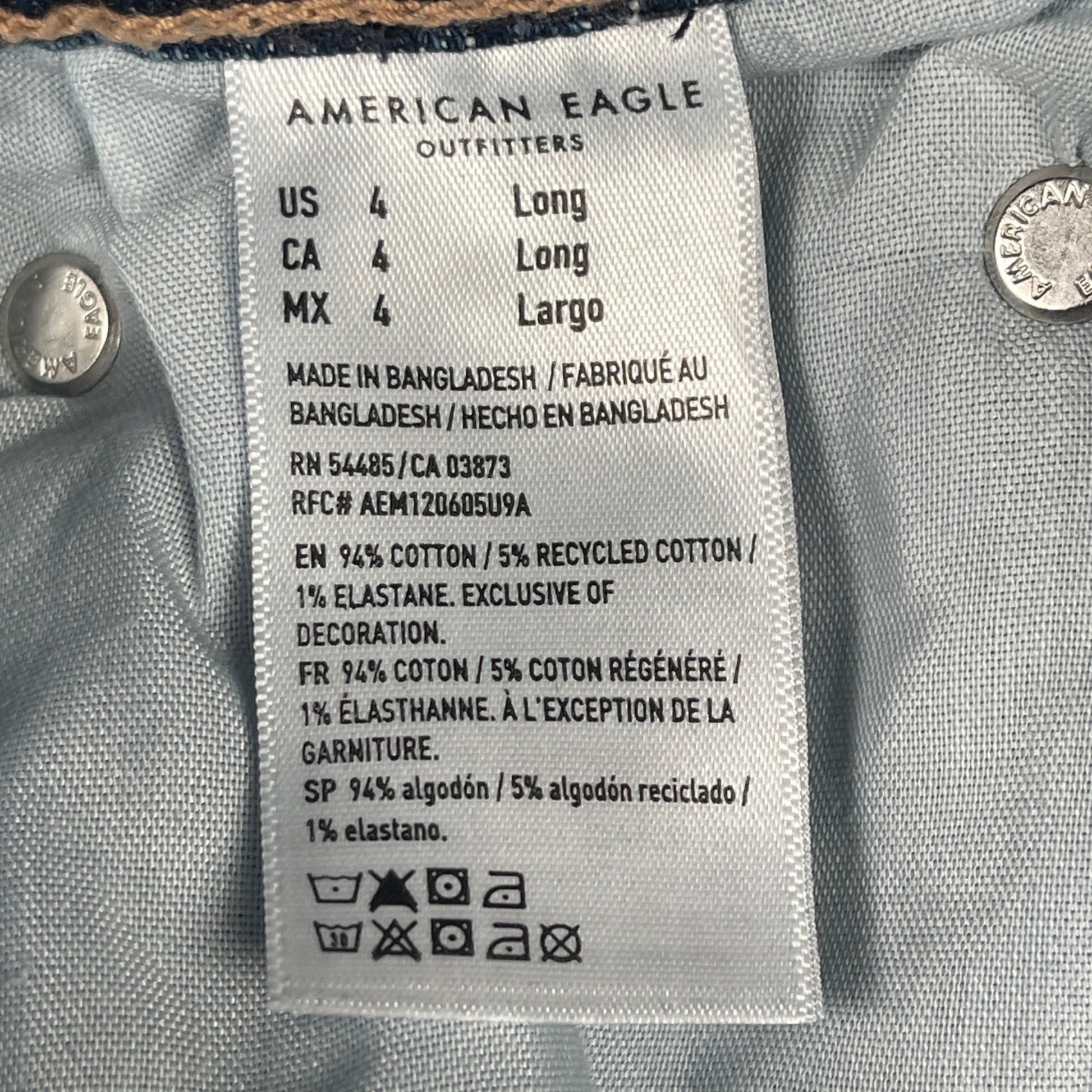 Size 4 Jeans American Eagle Womens Long Baggy Wide Leg Skatter Denim Stretch - Voodoo Jewelers