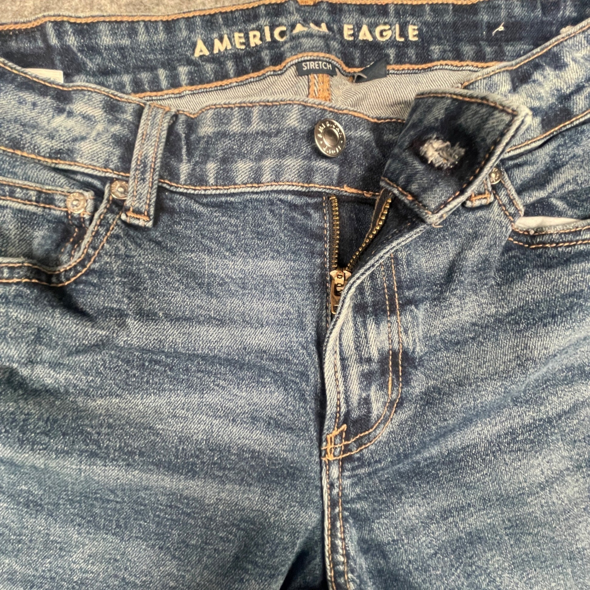 Size 4 Jeans American Eagle Womens Long Baggy Wide Leg Skatter Denim Stretch - Voodoo Jewelers