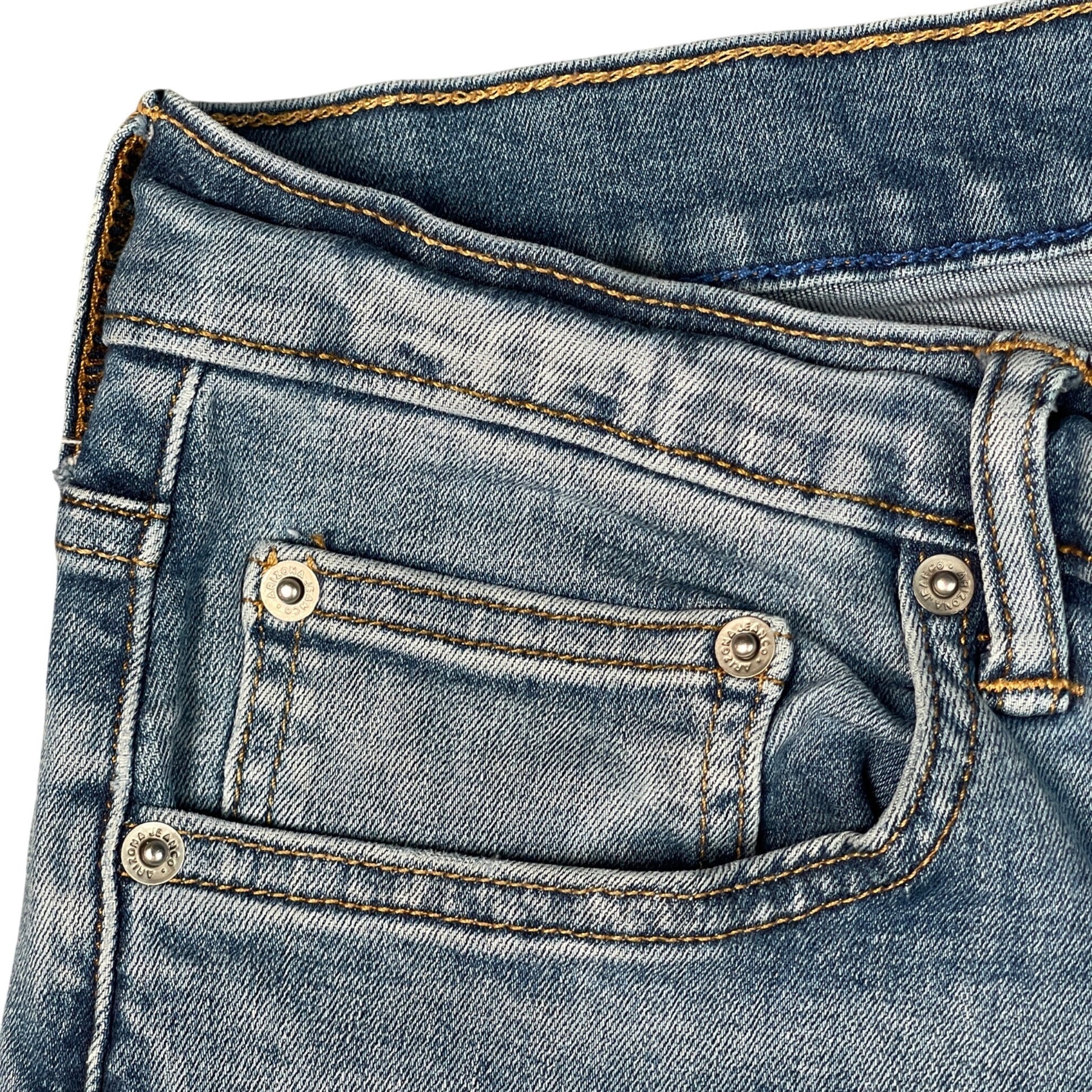 Arizona Skinny Jeans Mens Size 32x32 Distressed Blue Denim Comfortable Fit - Voodoo Jewelers