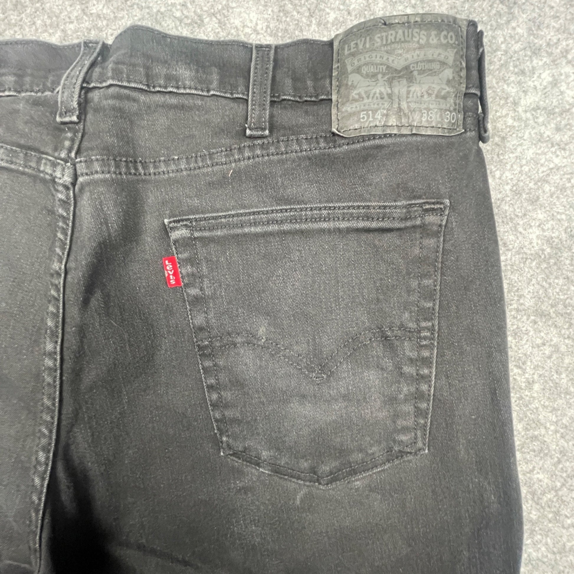 Levis Mens 514 Straight Fit Jeans 38x30 Black Denim Casual Wear - Voodoo Jewelers