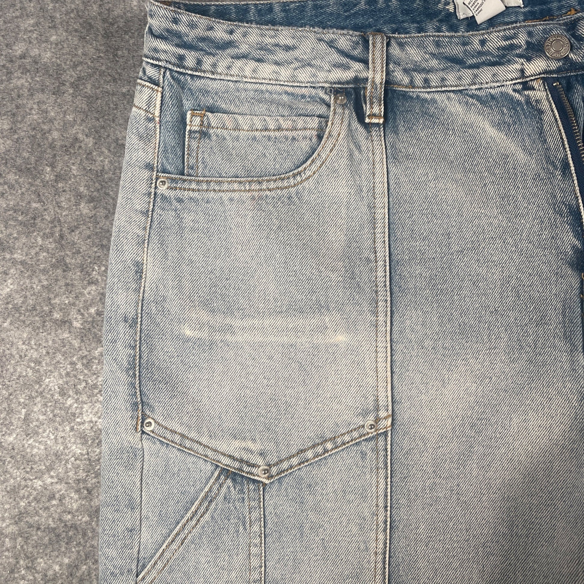 Baggy Skater Jeans 34x31 Wide Leg High-Rise Light Wash Cargo Women's - Voodoo Jewelers