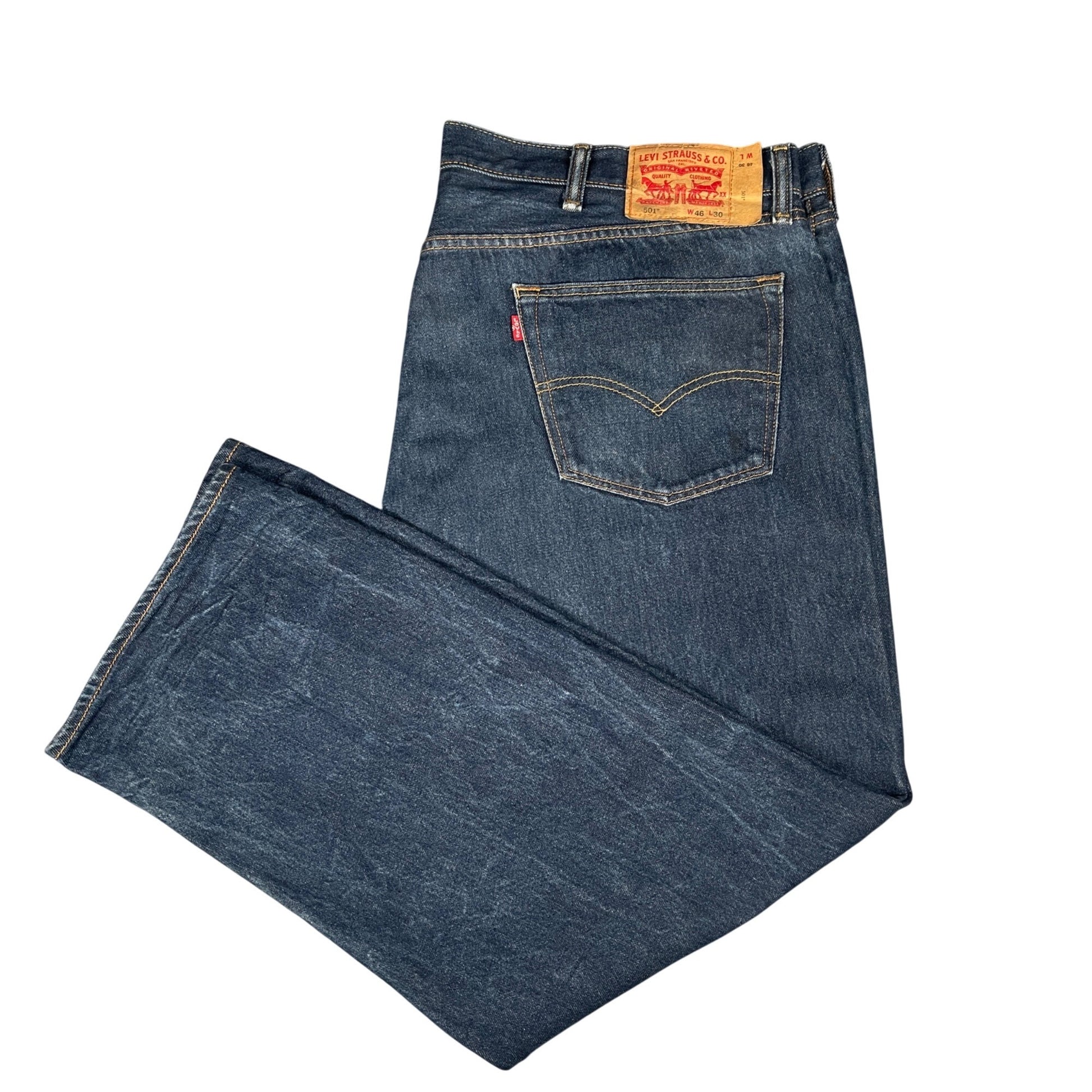Levi's Men's 501 Straight Leg Jeans W46 L30 Classic Button Fly Denim Blue - Voodoo Jewelers