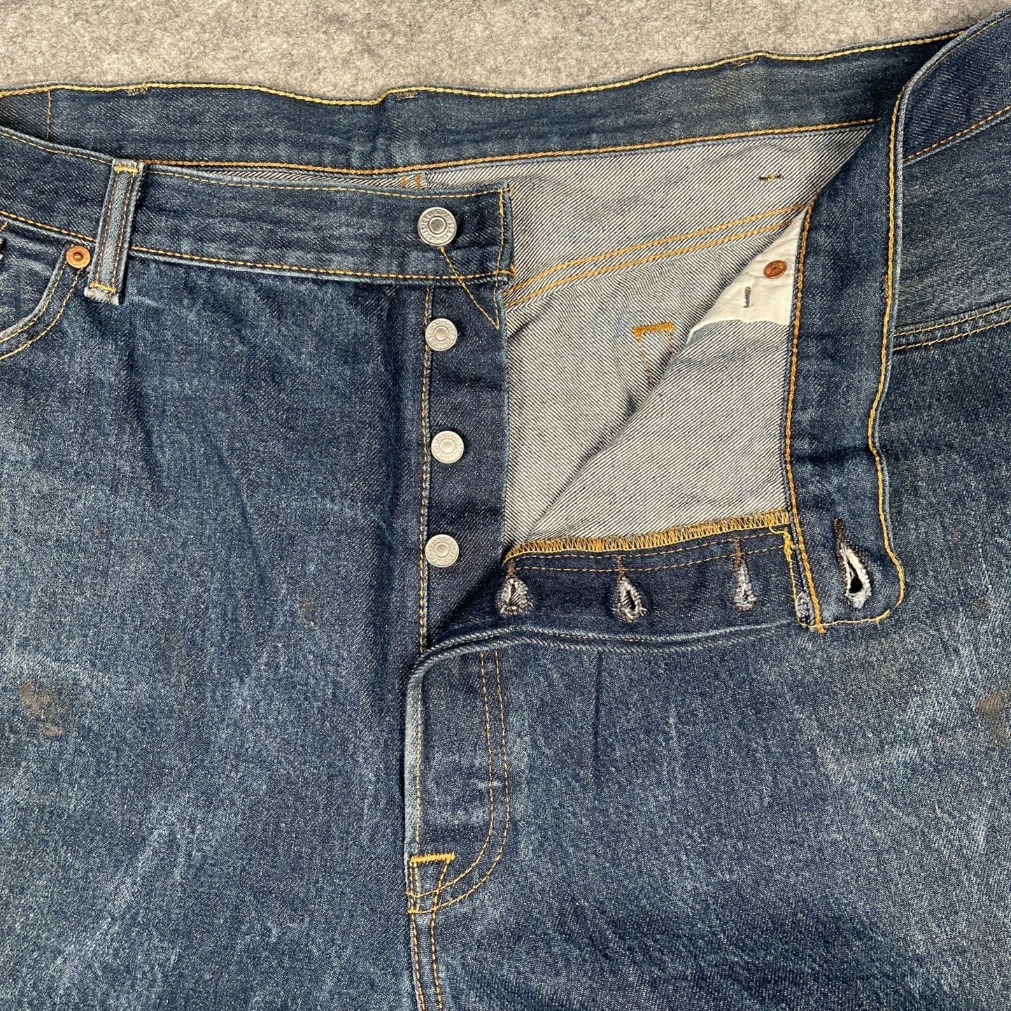 Levi's Men's 501 Straight Leg Jeans W46 L30 Classic Button Fly Denim Blue - Voodoo Jewelers