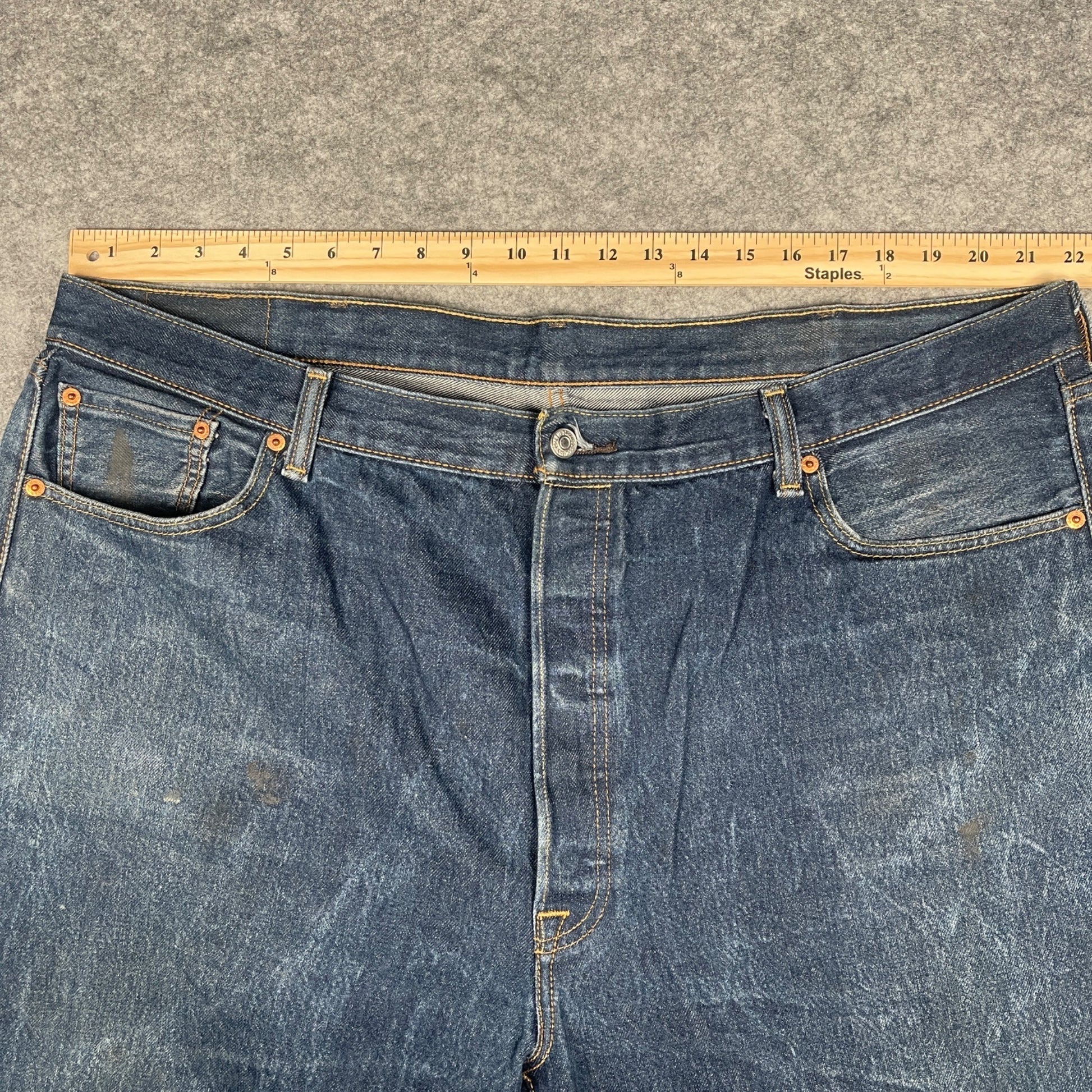 Levi's Men's 501 Straight Leg Jeans W46 L30 Classic Button Fly Denim Blue - Voodoo Jewelers