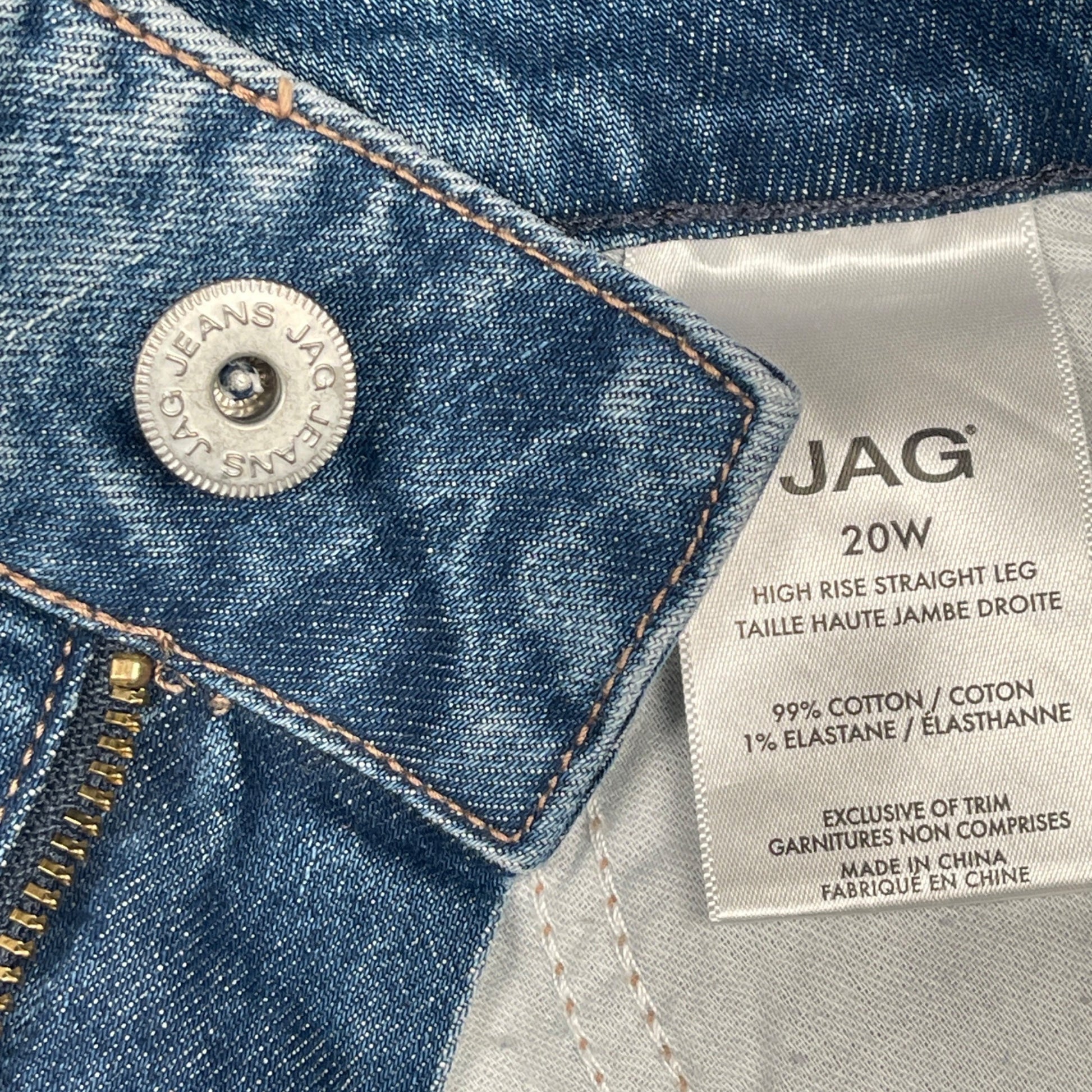 Jag Womens High Rise Straight Leg Jeans Size 20W Classic Blue Denim - Voodoo Jewelers