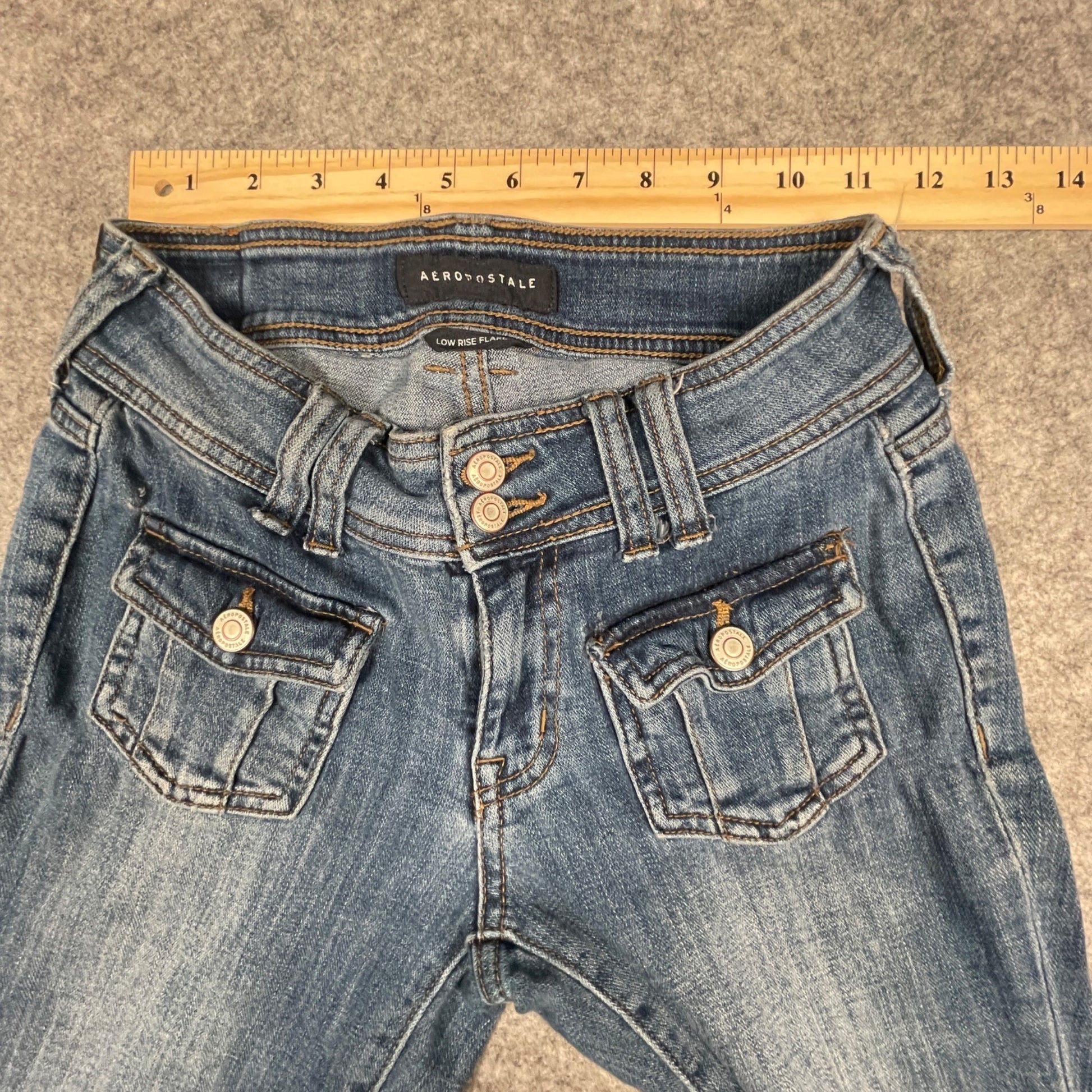Aeropostale Womens Low Rise Flare Jeans 00 Reg Comfortable Stylish Denim - Voodoo Jewelers