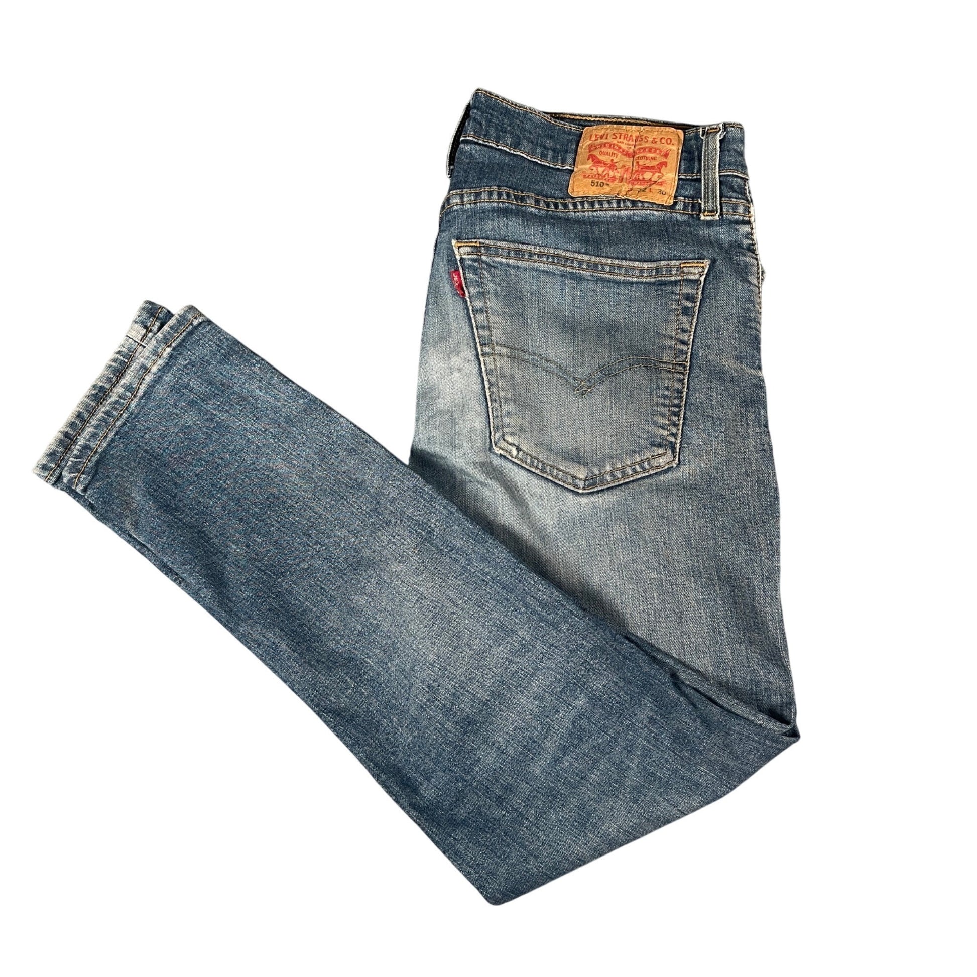 Levis Men's Jeans 32x30 Distressed Straight Fit Used Blue Denim Casual Style - Voodoo Jewelers