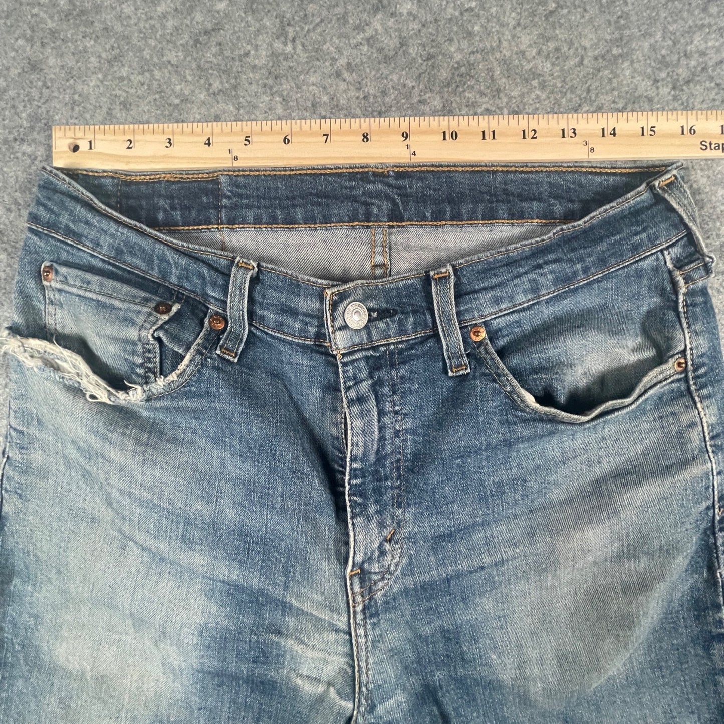 Levis Men's Jeans 32x30 Distressed Straight Fit Used Blue Denim Casual Style - Voodoo Jewelers