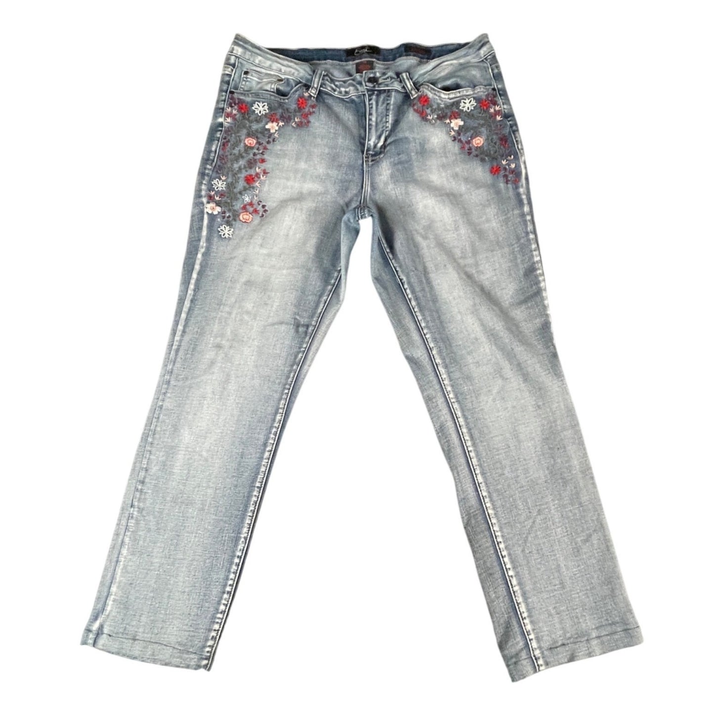 Women's Jeans Size 14 Embroidered Skinny Floral Light Earl Denim Casual Wear - Voodoo Jewelers